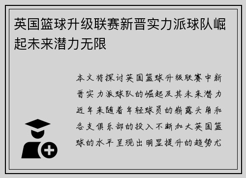 英国篮球升级联赛新晋实力派球队崛起未来潜力无限